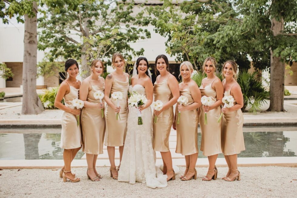 Bridesmaids Wear Same Dresses: San Miguel de Allende Tradition.