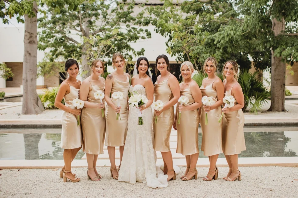 Bridesmaids Wear Same Dresses: San Miguel de Allende Tradition.